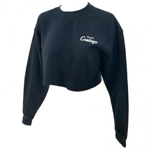 DALLAS COWBOYS Double Script Logo Cropped Crop Top Pullover Crewneck Sweatshirt - Picture 3 of 6